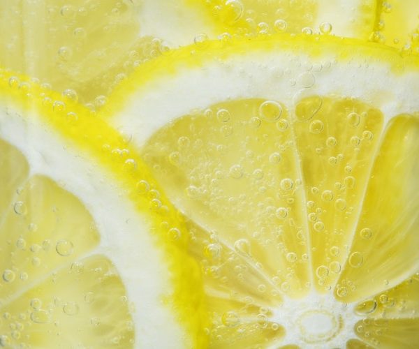 close up of a sliced lemon